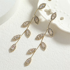 Crystal & Cubic Zirconia 18K Gold-Plated Branch Drop Earrings