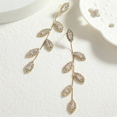 Crystal & Cubic Zirconia 18K Gold-Plated Branch Drop Earrings