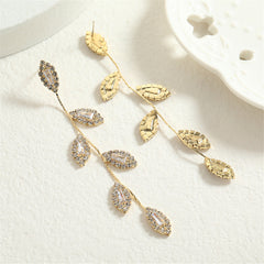 Crystal & Cubic Zirconia 18K Gold-Plated Branch Drop Earrings