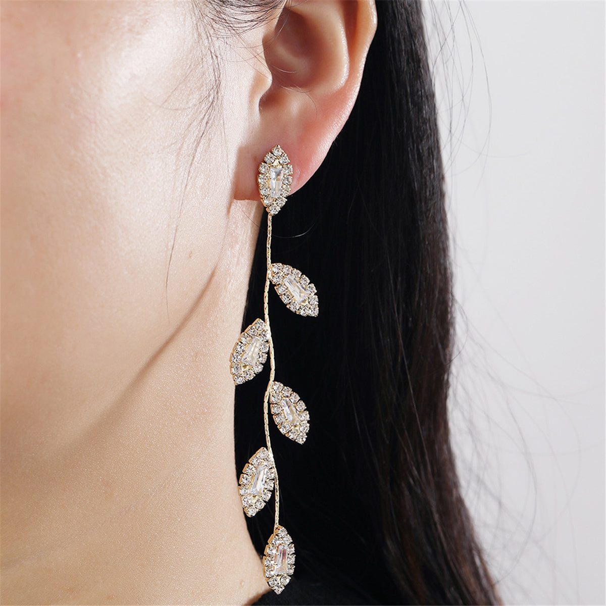 Crystal & Cubic Zirconia 18K Gold-Plated Branch Drop Earrings