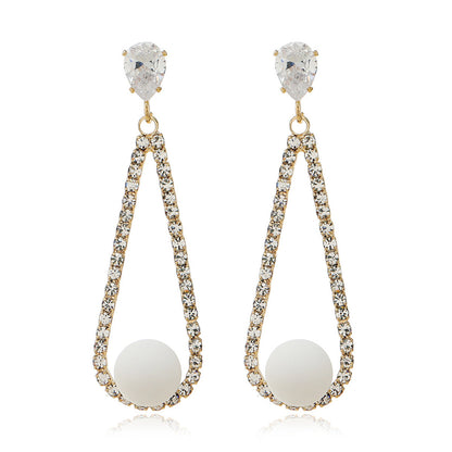 Crystal and Cubic Zirconia Teardrop Earrings, drop earrings for women, dainty minimalist design, front view