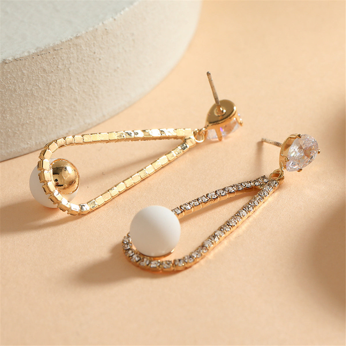 Crystal and Cubic Zirconia Teardrop Earrings, drop earrings for women, dainty minimalist design, lifestyle look