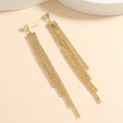 Cubic Zirconia and 18K Gold-Plated Tassel Drop Earrings, gold drop earrings for women, botanical inspired, styled look