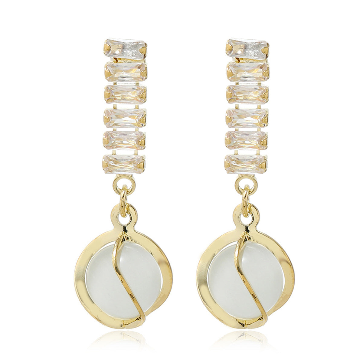 Crystal & Cats Eye 18K Gold-Plated Lantern Drop Earrings