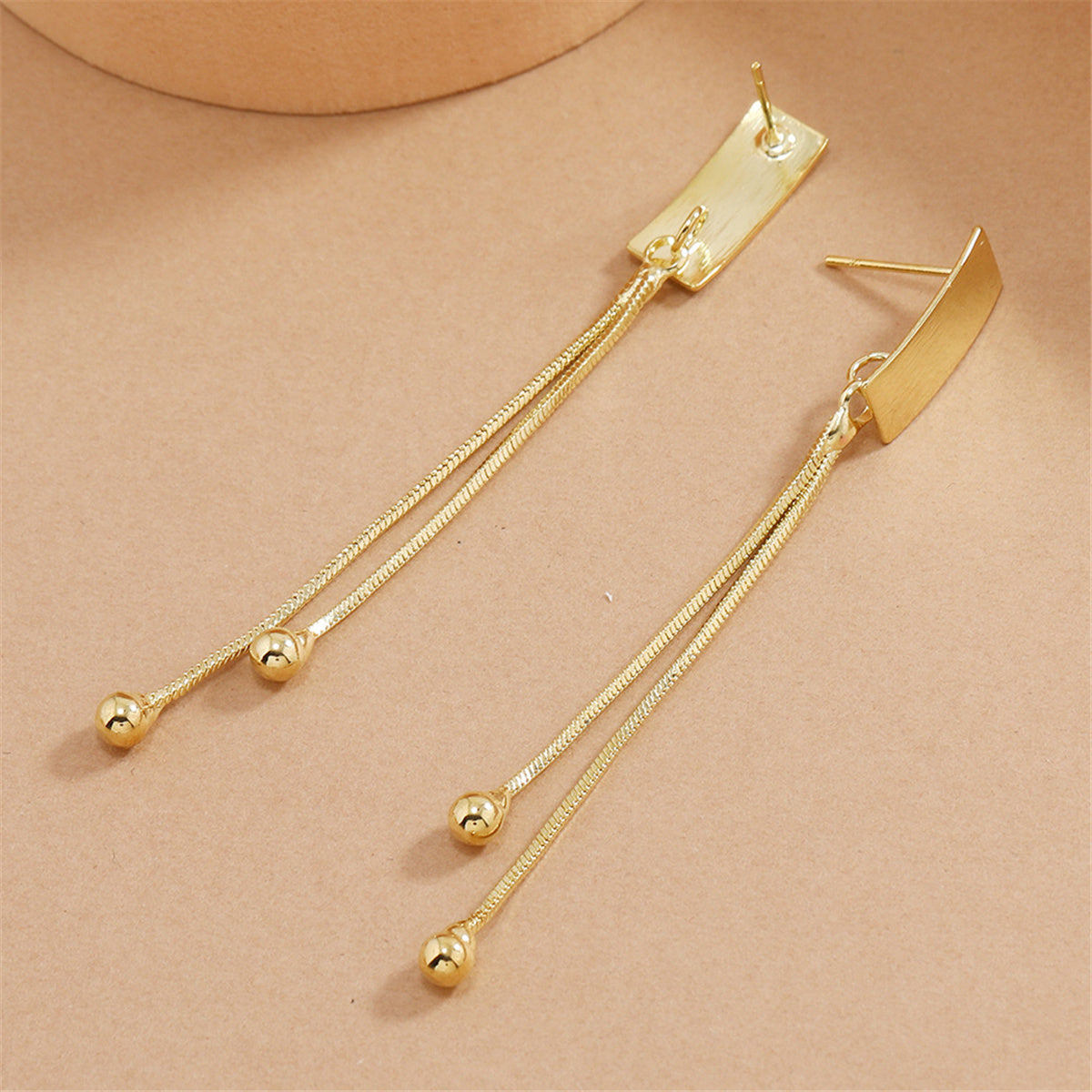 18K Gold-Plated Beaded Tassel Drop Earrings