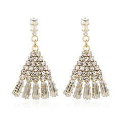 Cubic Zirconia & Crystal Skirt Drop Earrings