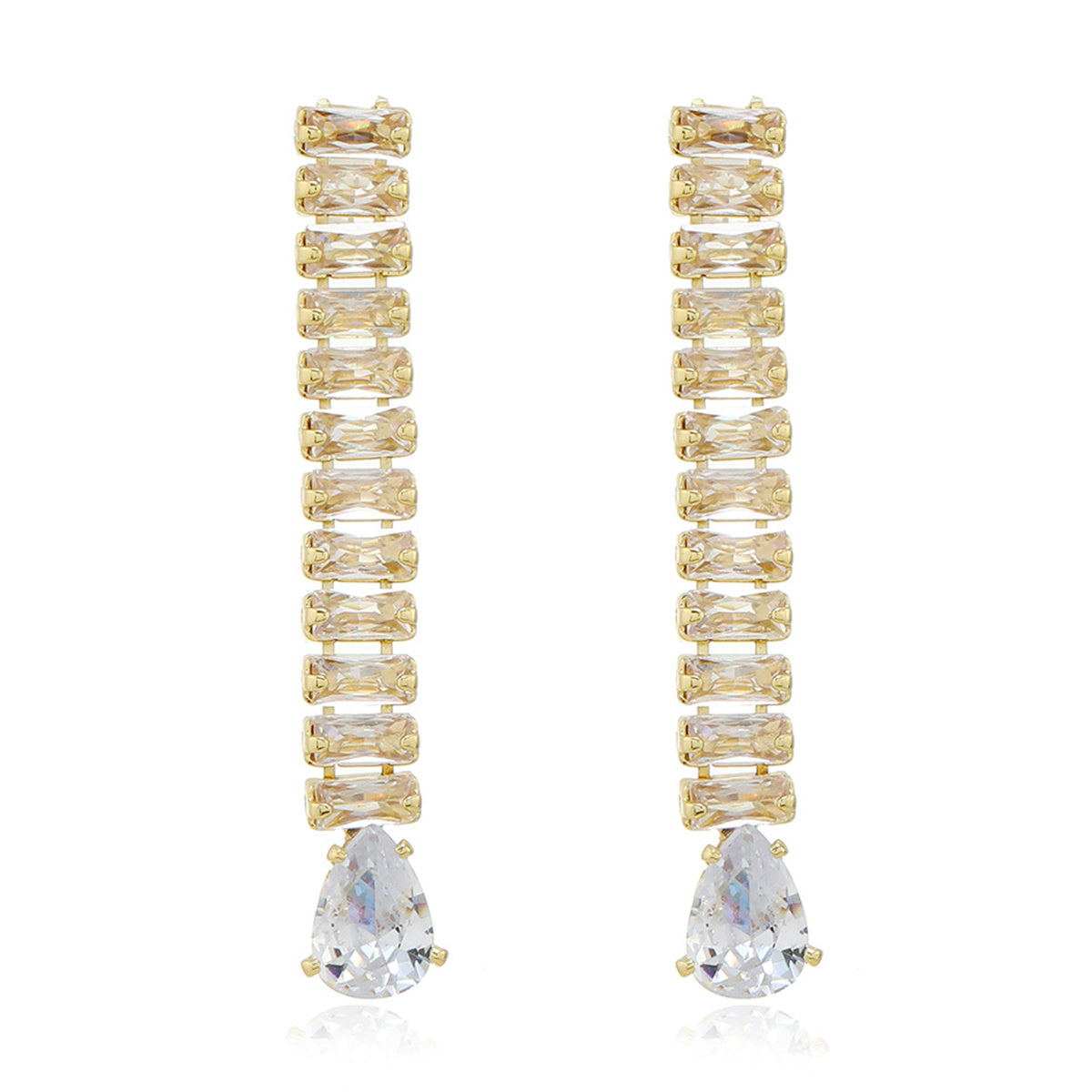 Crystal and 18K Gold-Plated Drop Earrings, gold drop earrings for women, vintage-inspired design, side view
