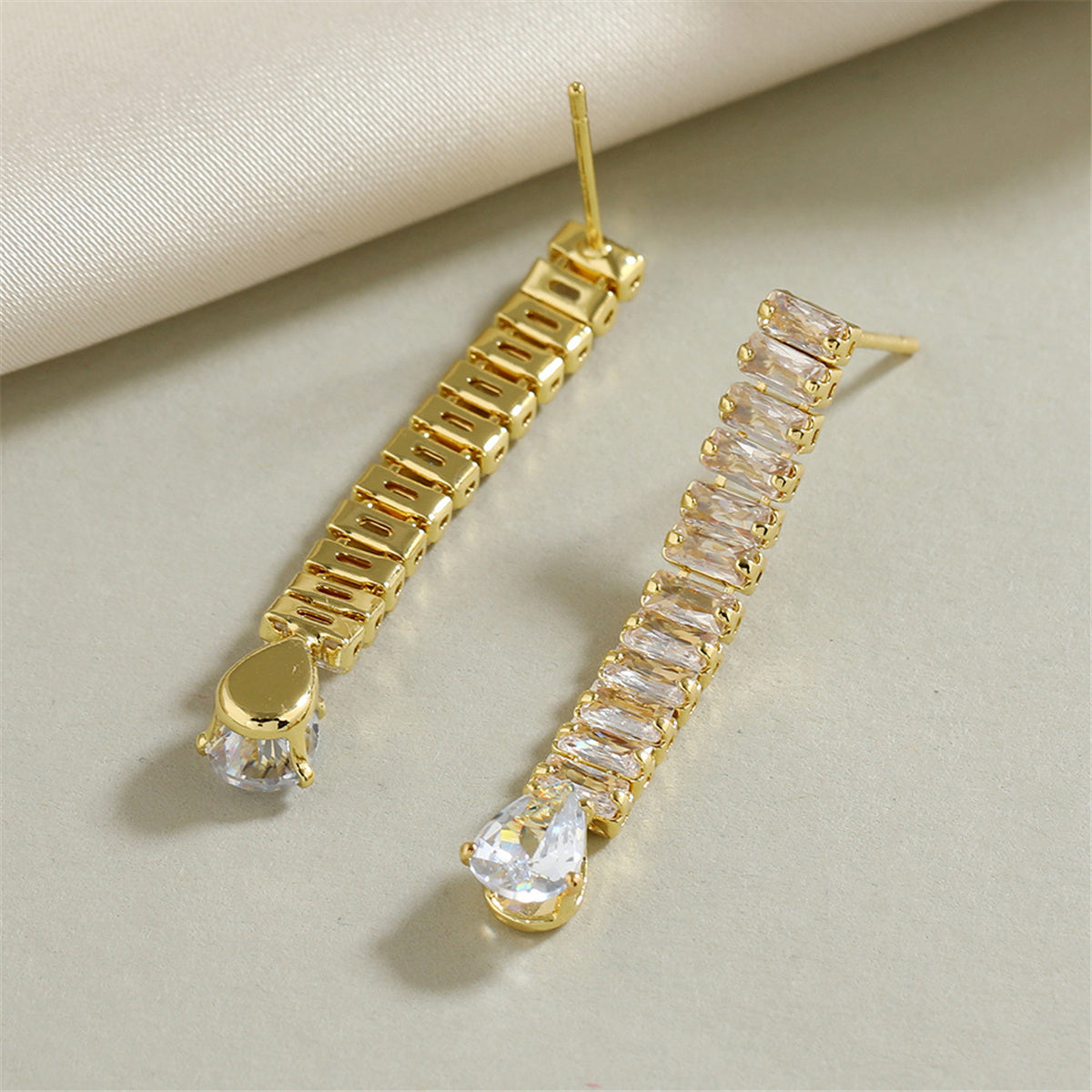 Crystal and 18K Gold-Plated Drop Earrings, gold drop earrings for women, vintage-inspired design, lifestyle look
