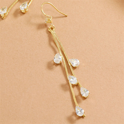 Cubic Zirconia and 18K Gold-Plated Tassel Drop Earrings, gold drop earrings for women, vintage-inspired design, styled look
