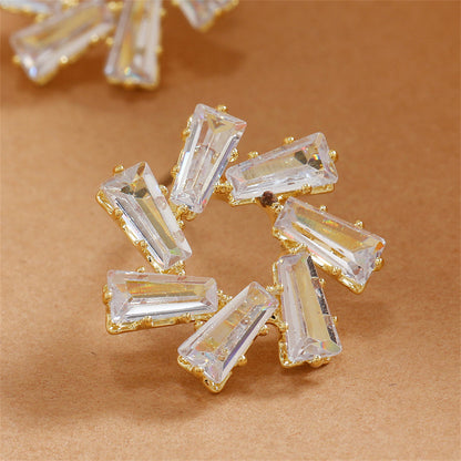 Crystal and 18K Gold-Plated Circle Flower Stud Earrings, gold stud earrings for women, lifestyle look