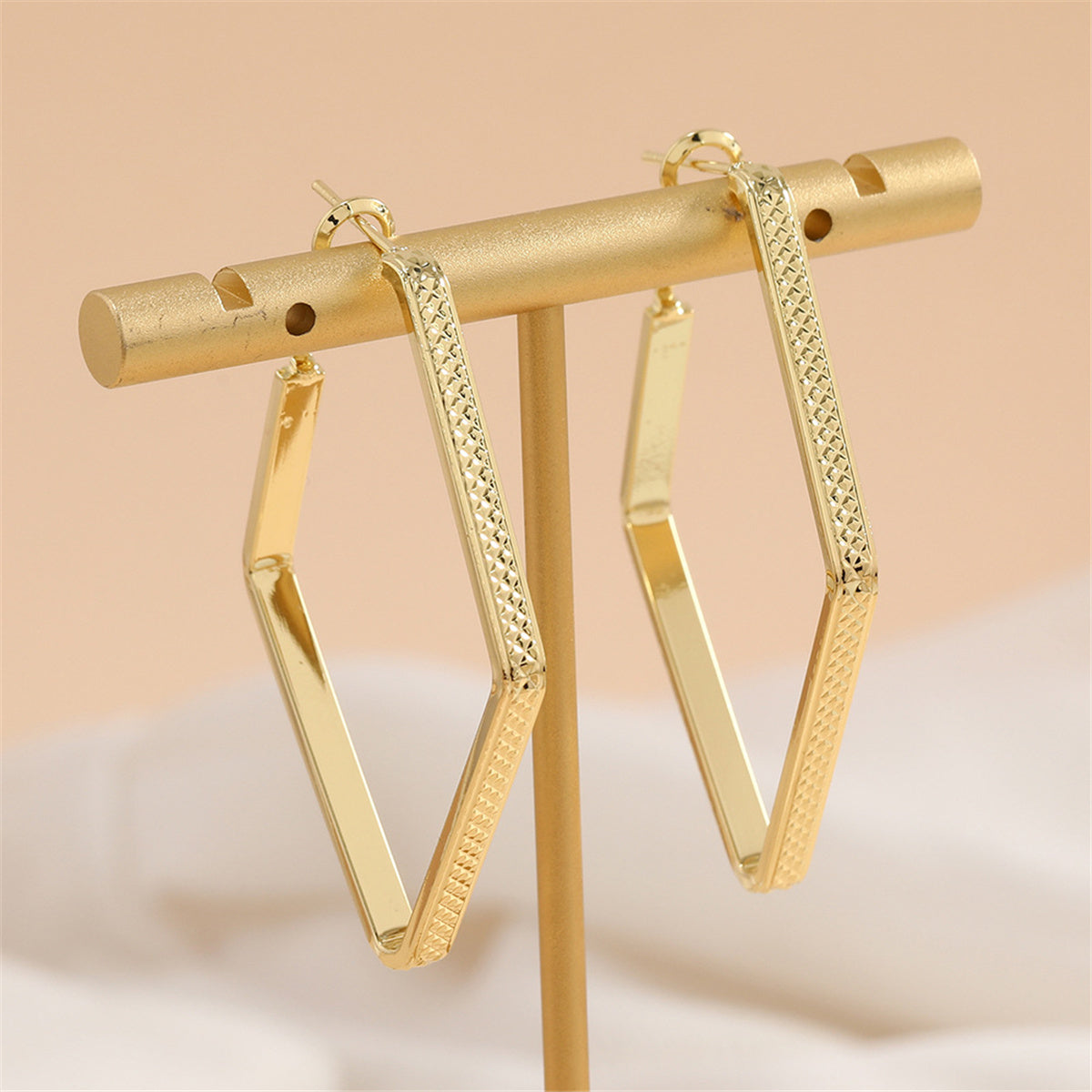 18K Gold-Plated Rhombus-Hoop Drop Earrings