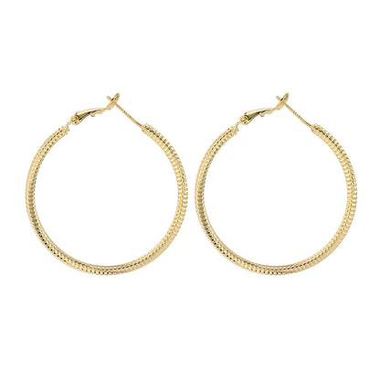 18K Gold-Plated Textured Hoop Earrings, everyday style, detail close-up