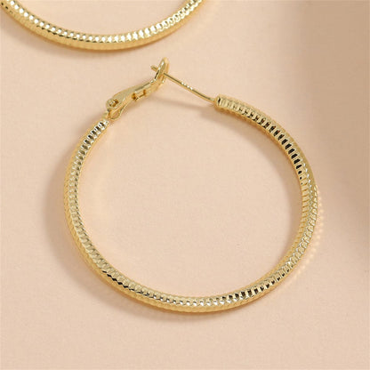 18K Gold-Plated Textured Hoop Earrings, everyday style, styled look