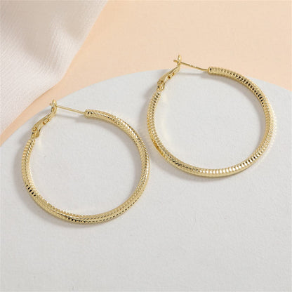 18K Gold-Plated Textured Hoop Earrings, everyday style, side view