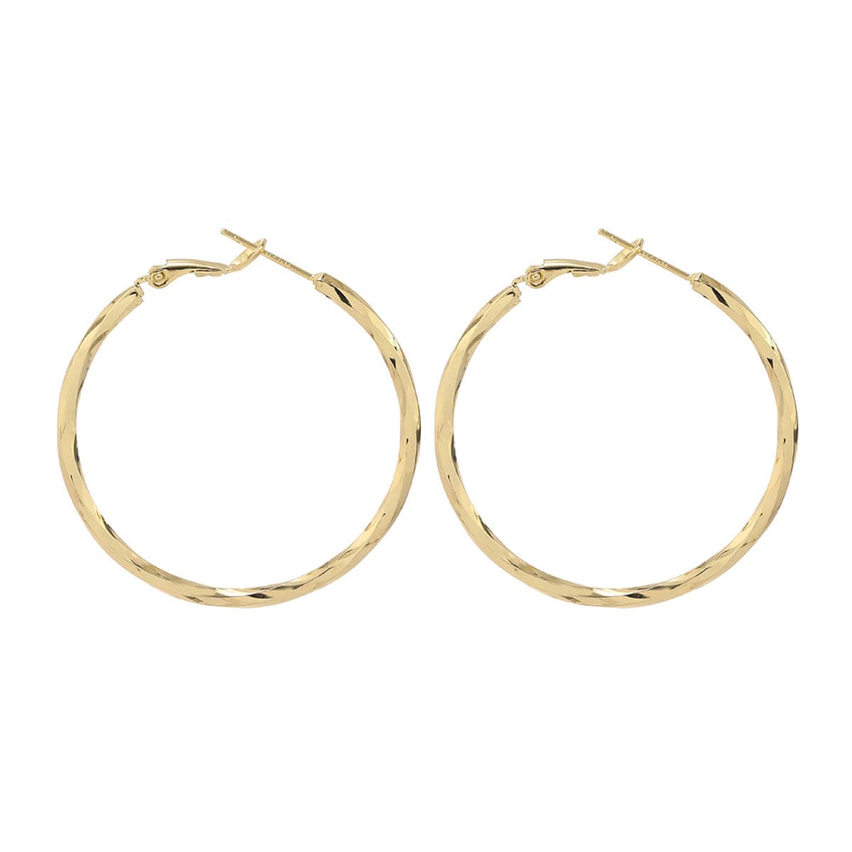 18K Gold-Plated Twisted Hoop Earrings, botanical inspired, front view