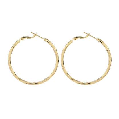 18K Gold-Plated Twisted Hoop Earrings, botanical inspired, front view