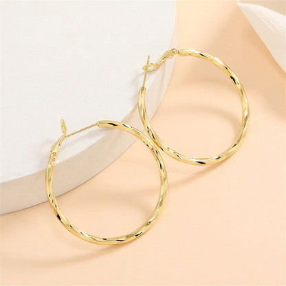 18K Gold-Plated Twisted Hoop Earrings, botanical inspired, detail close-up