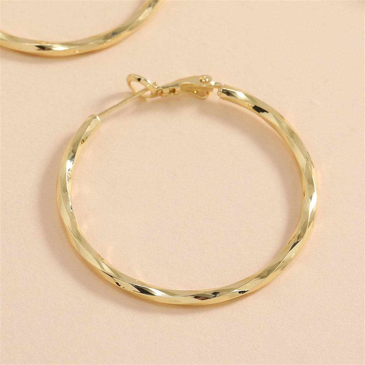 18K Gold-Plated Twisted Hoop Earrings, botanical inspired, lifestyle look