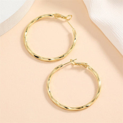 18K Gold-Plated Twisted Hoop Earrings, botanical inspired, side view