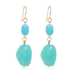 Aqua & 18K Gold-Plated Irregular Stone Drop Earrings