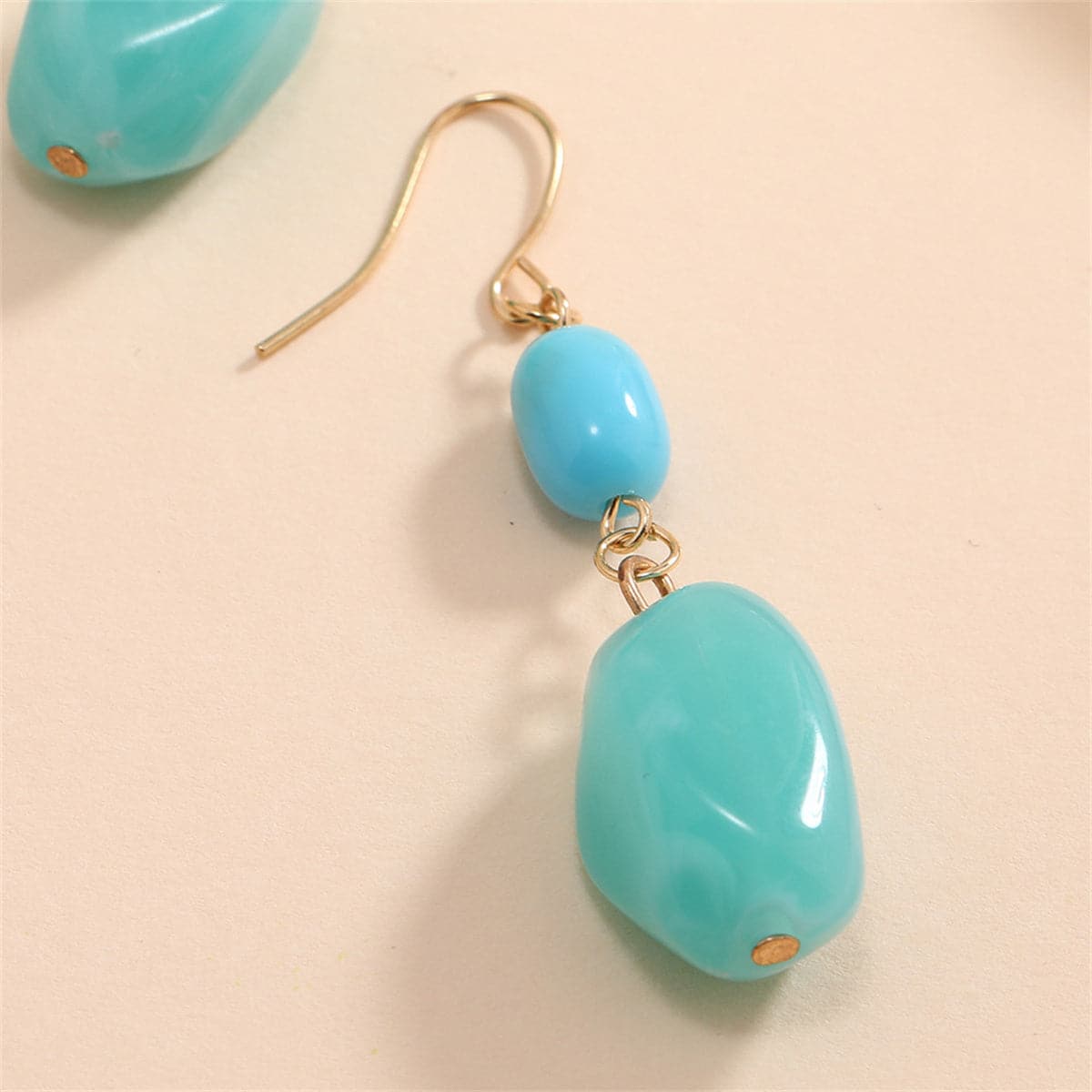 Aqua & 18K Gold-Plated Irregular Stone Drop Earrings