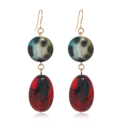 Red Quartz and 18K Gold-Plated Round Oval Drop Earrings, gold drop earrings for women, botanical inspired, front view