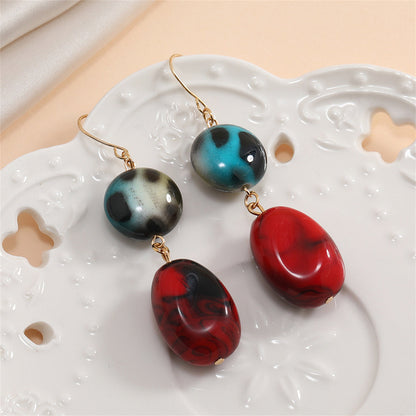 Red Quartz and 18K Gold-Plated Round Oval Drop Earrings, gold drop earrings for women, botanical inspired, side view