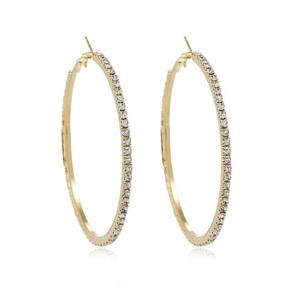 Cubic Zirconia and 18K Gold-Plated Hoop Earrings, dainty minimalist design, front view