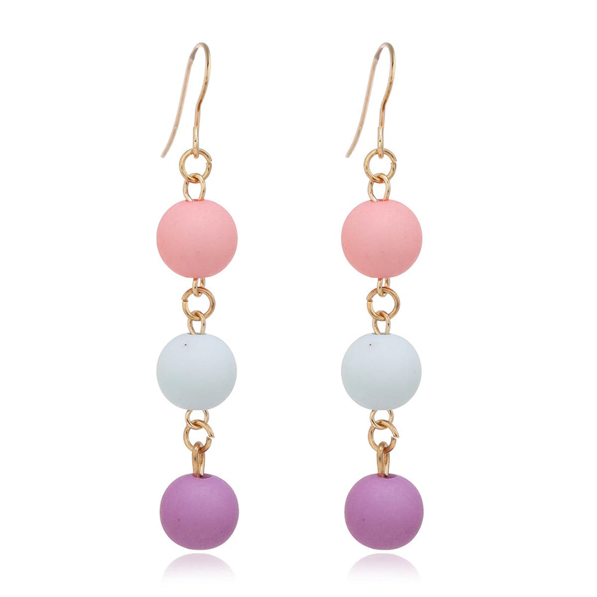 Multicolor Resin and 18K Gold-Plated Stacked Ball Drop Earrings, gold drop earrings for women, side view