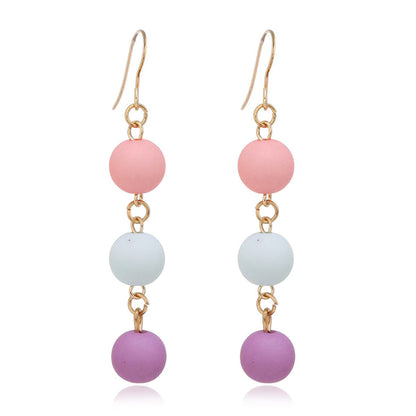 Multicolor Resin and 18K Gold-Plated Stacked Ball Drop Earrings, gold drop earrings for women, side view