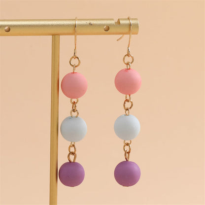Multicolor Resin and 18K Gold-Plated Stacked Ball Drop Earrings, gold drop earrings for women, detail close-up