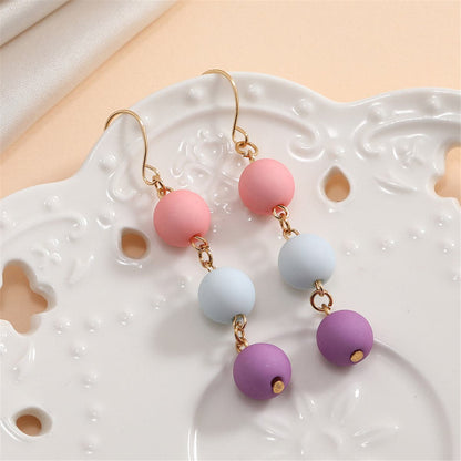 Multicolor Resin and 18K Gold-Plated Stacked Ball Drop Earrings, gold drop earrings for women, front view