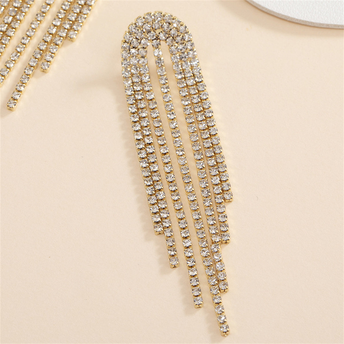 Cubic Zirconia and 18K Gold-Plated Tassel Strand Drop Earrings, gold drop earrings for women, styled look