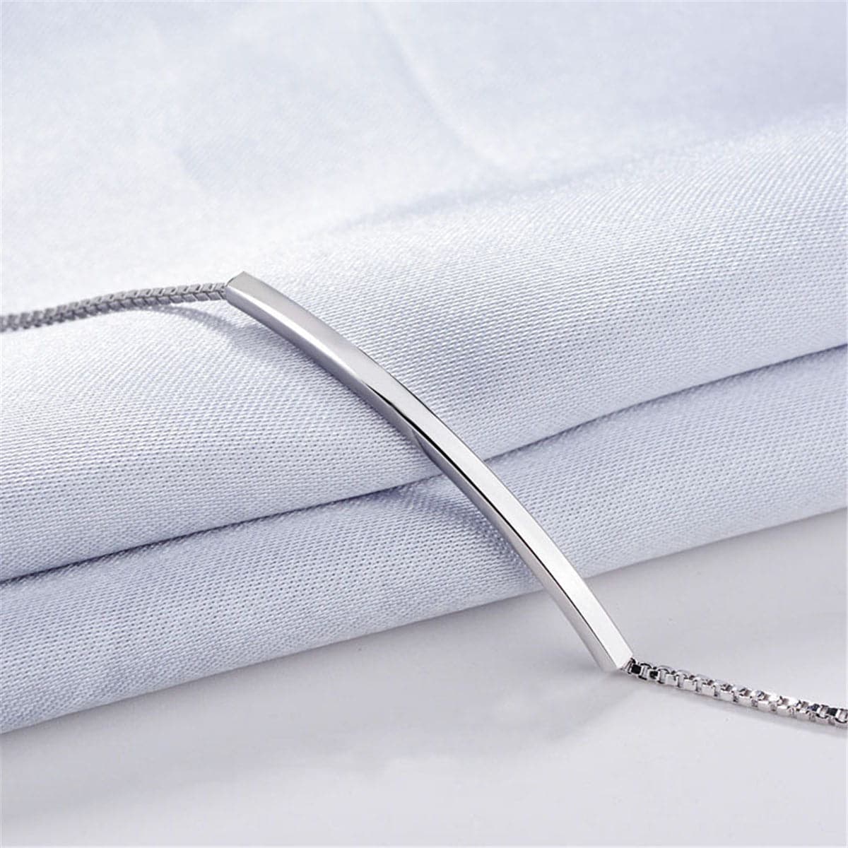Silver-Plated Curved Bar Bracelet