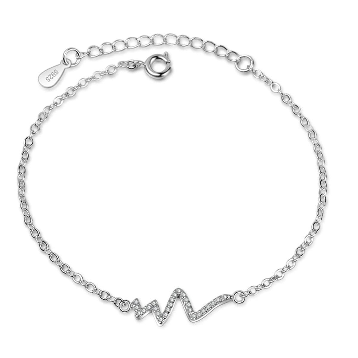 Cubic Zirconia & Silver-Plated Electrocardiogram Pattern Bracelet