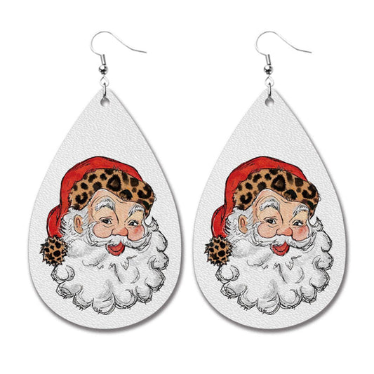 Red Polystyrene and Silver-Plated Santa Drop Earring, silver drop earrings for women, vintage-inspired design, front view