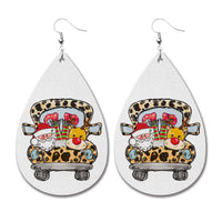 Silver-Plated Santa Reindeer Car Drop Earrings