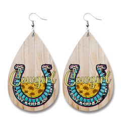 Tan & Blue 'Cowgirl' Teardrop Earrings