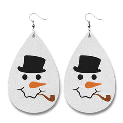 White & Silver-Plated Smoking Snowman Drop Earrings