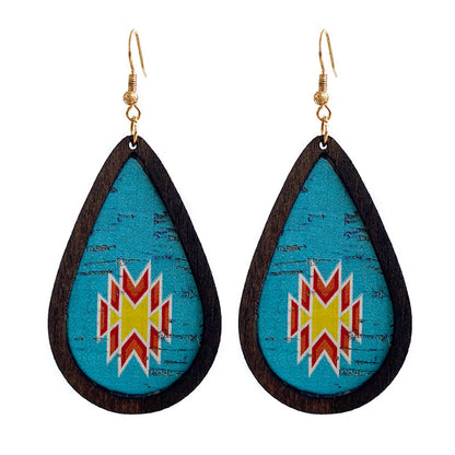 Aqua and Wood 18K Gold-Plated Geometric Drop Earrings, gold drop earrings for women, elegant gift for her, side view