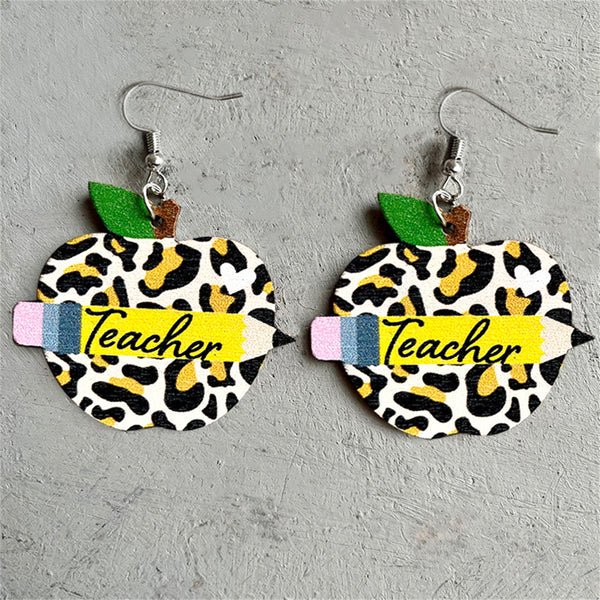 Wood & Silver-Plated Leopard 'Teacher' Drop Earrings
