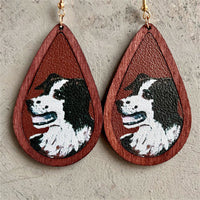Brown & Black Dog Wood Teardrop Earrings
