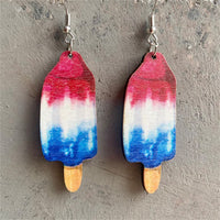 Red Multicolor Wood & Silver-Plated Americana Stick Drop Earrings