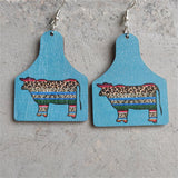 Blue Wood & Silver-Plated Leopard Cattle Drop Earrings