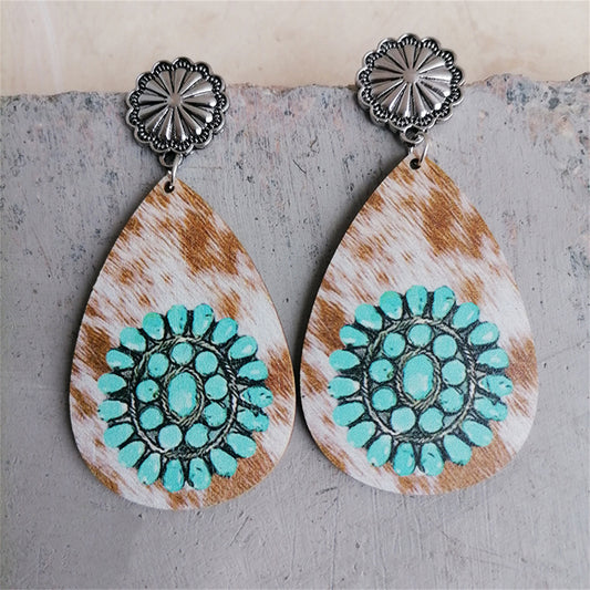 Green Wood and Silver-Plated Drop Earrings, silver drop earrings for women, dainty minimalist design, front view