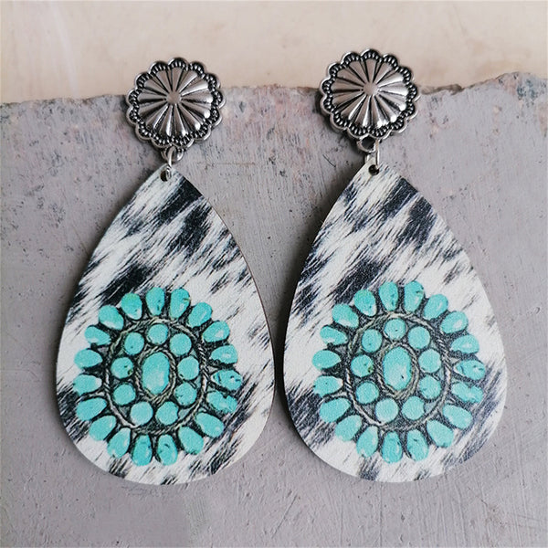 White Wood & Silver-Plated Drop Earrings