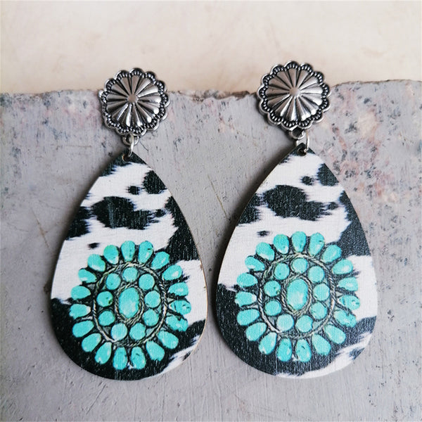 Black Wood & Silver-Plated Drop Earrings