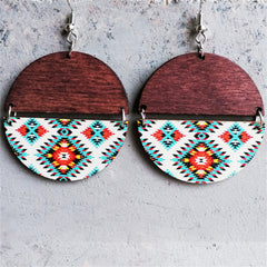 White Multicolor Wood & Silver-Plated Round Drop Earrings