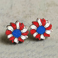 Red & Blue Painting Patriotic Sunflower Stud Earring