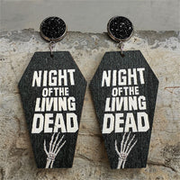 Black Wood & Silver-Plated 'Night of the Living Dead' Coffin Drop Earrings